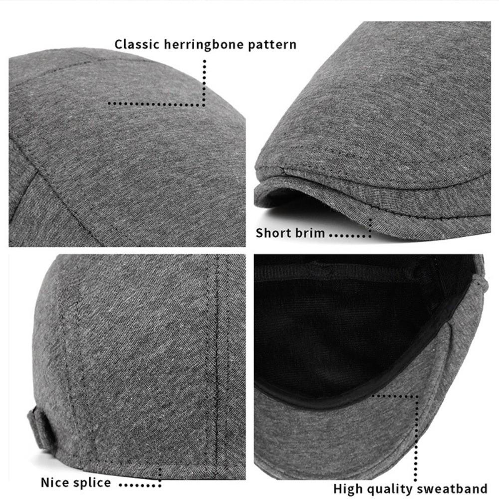 Adjustable Newsboy Caps Solid Color Flat Visor Cap Fashion Vintage Berets Hat  Men
