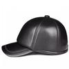 Men's Sheepskin Duckbill Cap - Genuine Leather, Casual, for Autumn/Winter, Adjustable Back Closure, Middle-Aged and Elderly 