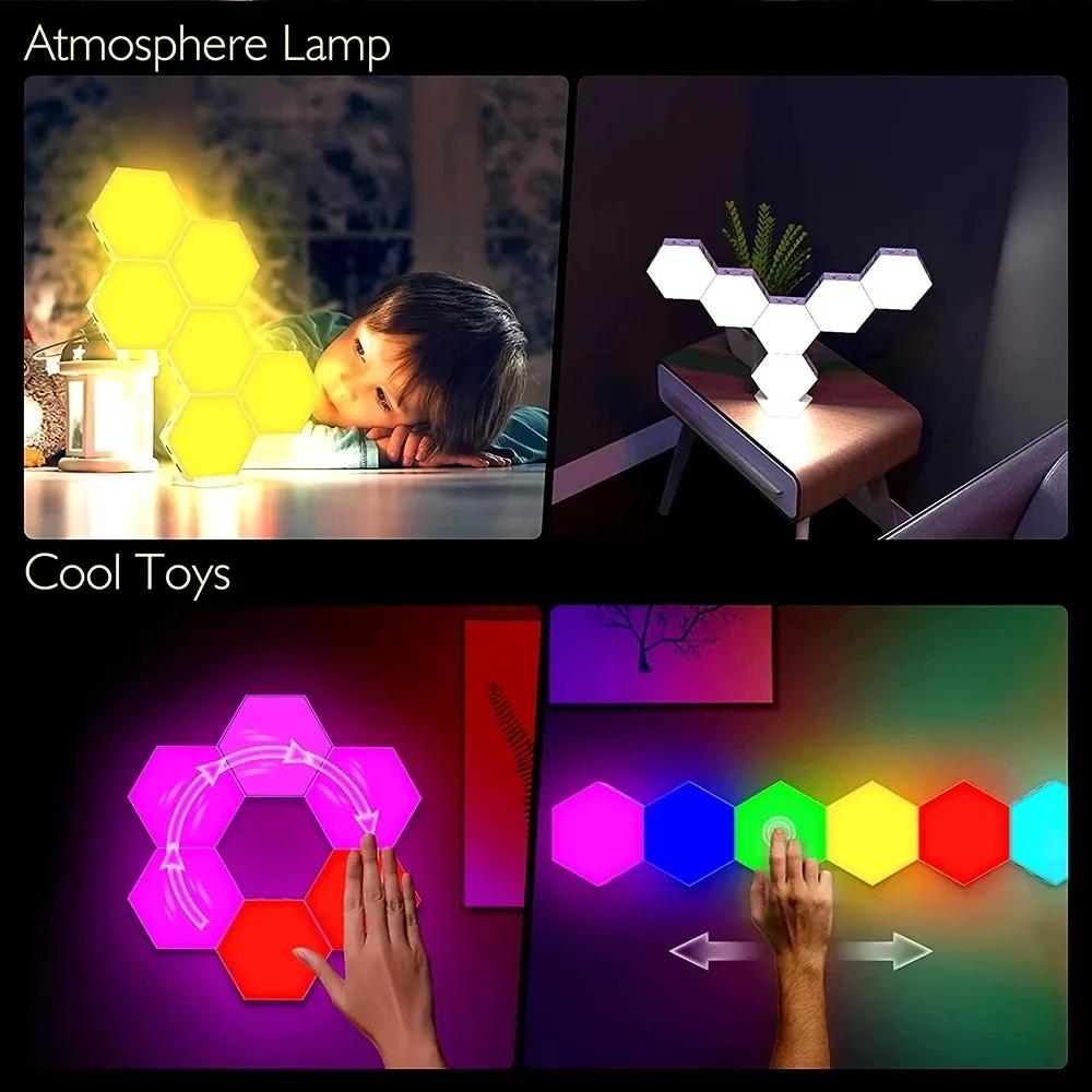 6 Stück Touch-Control Sechseckige LED Wandleuchte, Wabenleuchten, Berührungsempfindliche Wandleuchten, Nachtlichter, Wabenleuchten