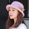 Rolled Brim Flower Fisherman Hat Solid Color Women Sun Cap Casual Sunscreen Bucket Cap  Summer