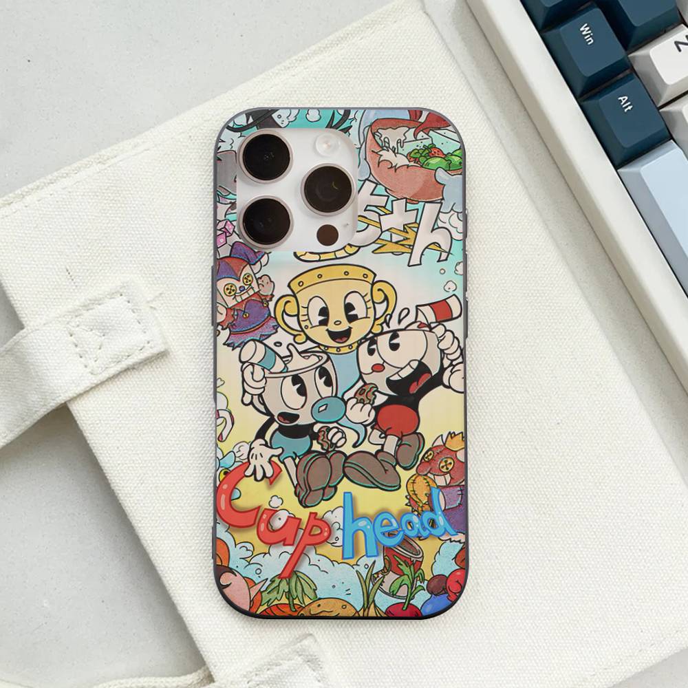 C-Cuphead Classic Game Soft Corrugated Phone Case For IPhone 11 12 13 14 15 16 17 Pro Max Plus Ripple Silicone Cover