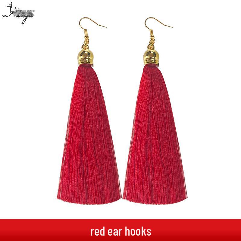 Huayu Dance Earrings: Square, Latin, Belly & Indian Dance Tassel Performance Jewelry