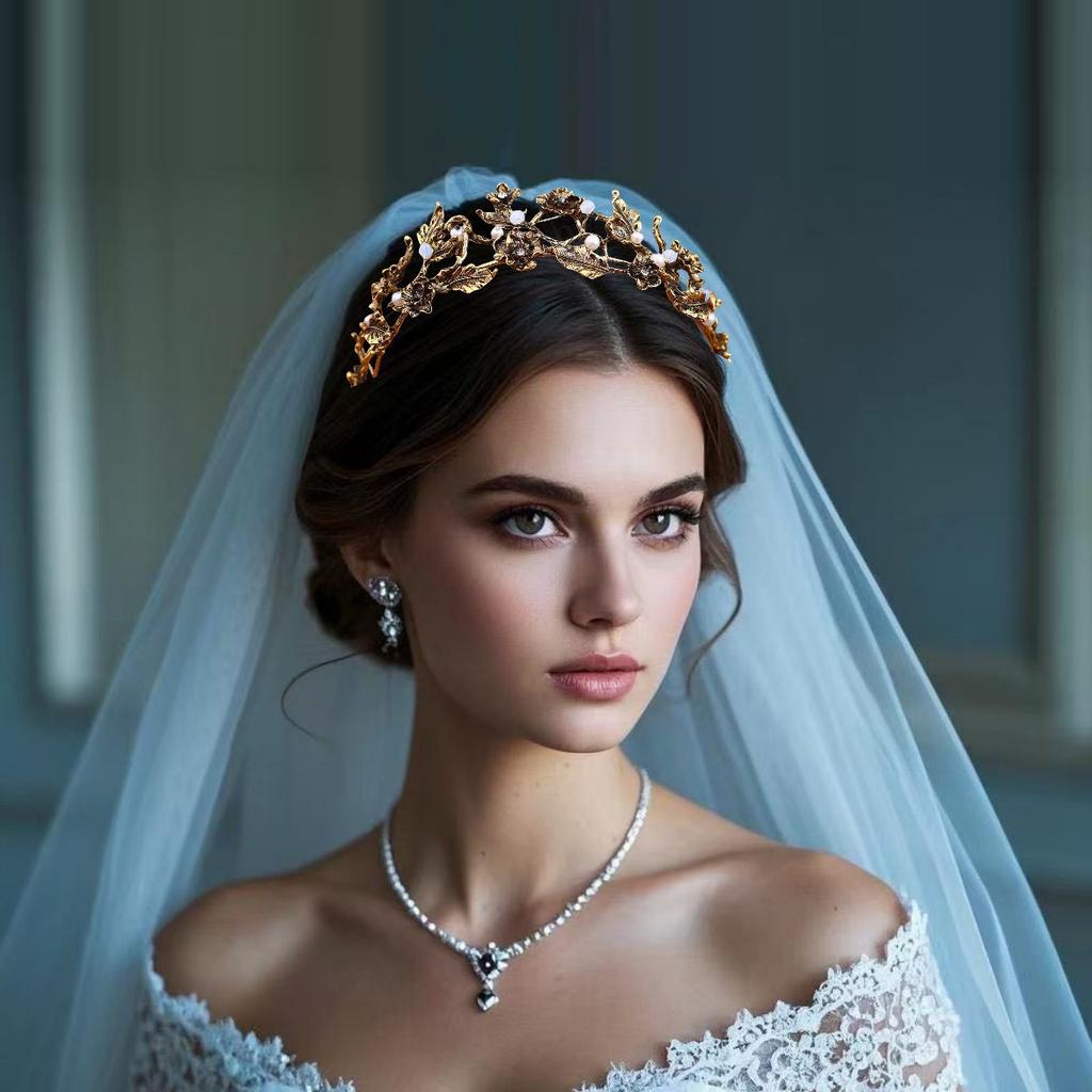 European Retro Crown Hair Accessories Alloy Diamond Bridal Crown Tiara Wedding Hair and Makeup Headband Accessories