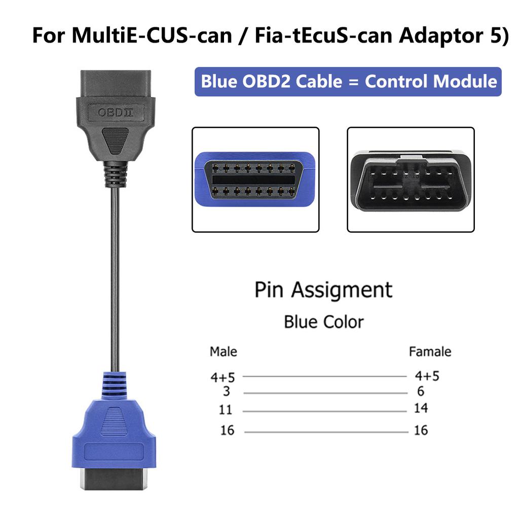 6Color OBD2 Adapter Cable for MultiECUScan Diagnostic Adapter for Multi ECU Scan for F-iat ECU Scan Car Scanner Connector Cable