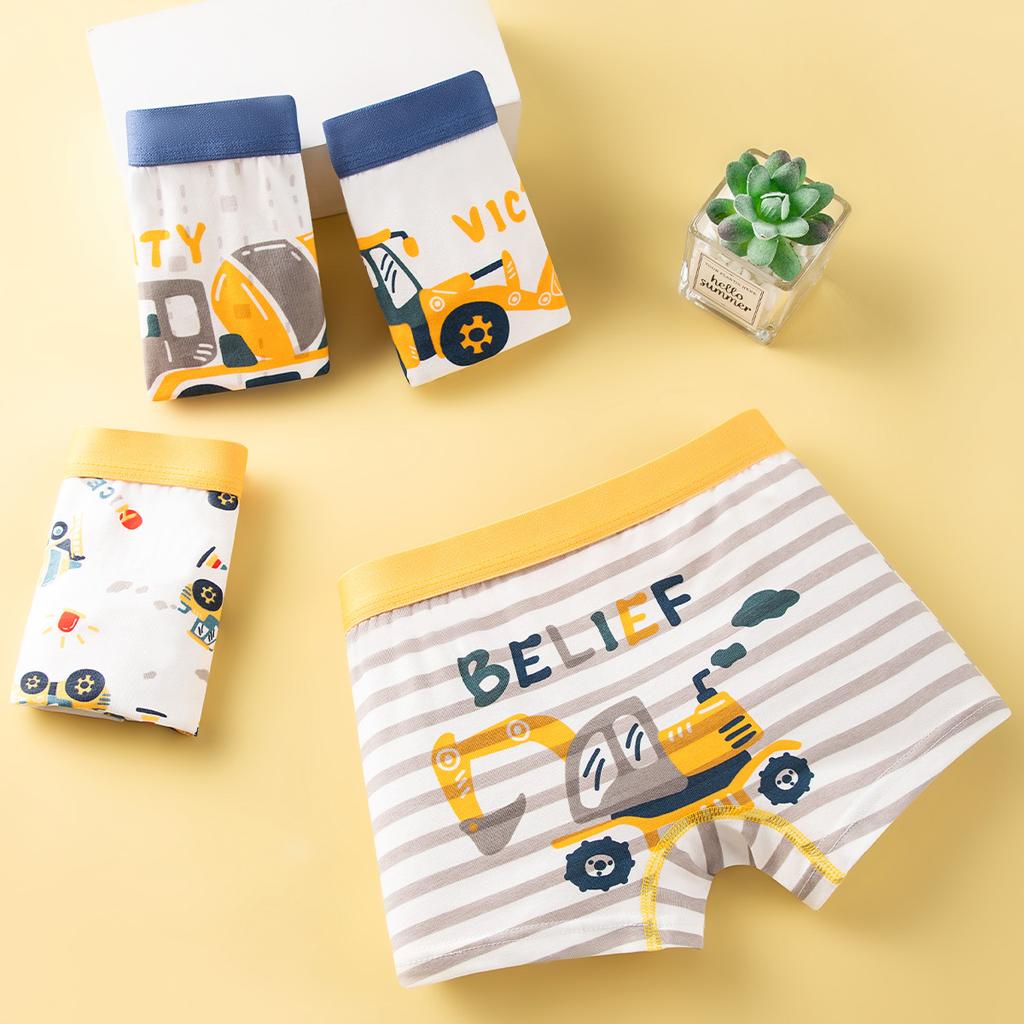 4 PEZZI Boxer da Ragazzo in Cotone Stampa Cartoni Animati Morbido Traspirante Vita Elastica Biancheria Intima per Bambini Piccoli