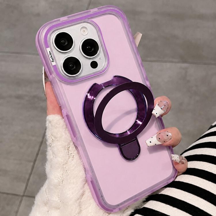 Dual-Color Translucent Matte Phone Case With Kickstand For iPhone 14 Pro, PC+TPU Anti-Fingerprint Shockproof Protective Cover