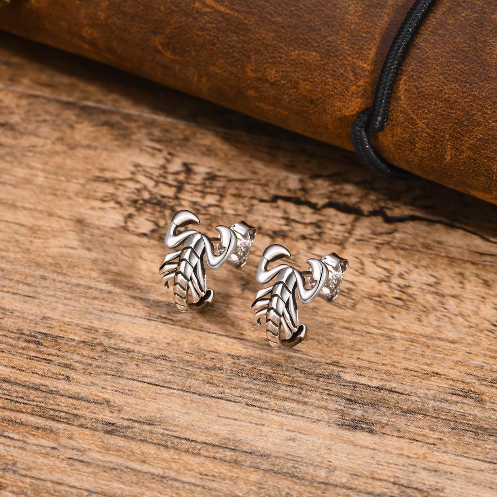 Pendientes de Tachuela de Escorpión Gótico para Hombres Niños, Pendiente Metálico de Insecto Rock Punk, Regalos de Joyería para Él Fiesta Calle Joyería de Halloween