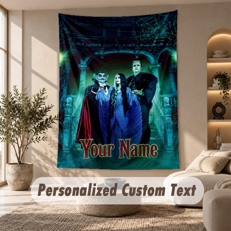 Wandteppich Benutzerdefinierter Name Text, Wandbehang Teppich Heim Raum DekorationThe Munsters