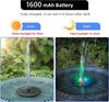 Solarbetriebene schwimmende Fontäne Wasserpumpe mit/OHNE LED-Leuchten für Vogelbad 3W 1600mAh Akku für Garten-/Teich-/Pool-/Aquarium-Dekoration