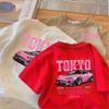 Kids Short Sleeve T-Shirt, Letter & Car Print, Crew Neck, Casual Comfort All-Match Daily Top