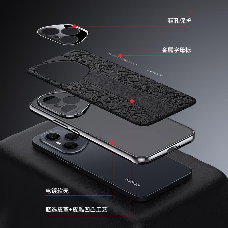 Applicable To Honor 400Pro Mobile Phone Case Lens All-inclusive Honor400 Internet Celebrity Yunlong Pattern Business Electroplating Leather Case