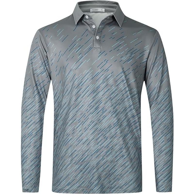 Long Sleeved Polo Shirt Men's Golf Polo Shirt with Collar, Performance Sports and Casual Golf Shirt