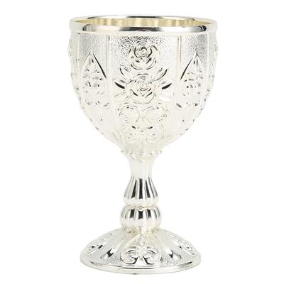 Metal Kabartmalı Şarap Kadehi Vintage Çiçek Desenli Zarif Detaylar Ev Dekorasyonu için Metal Şarap Kadehi
