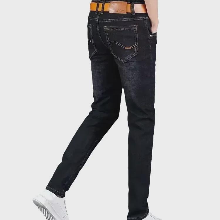 Men's Thick Velvet-Lined Straight Jeans, Large Size, Warm Winter Outdoor Work Pants