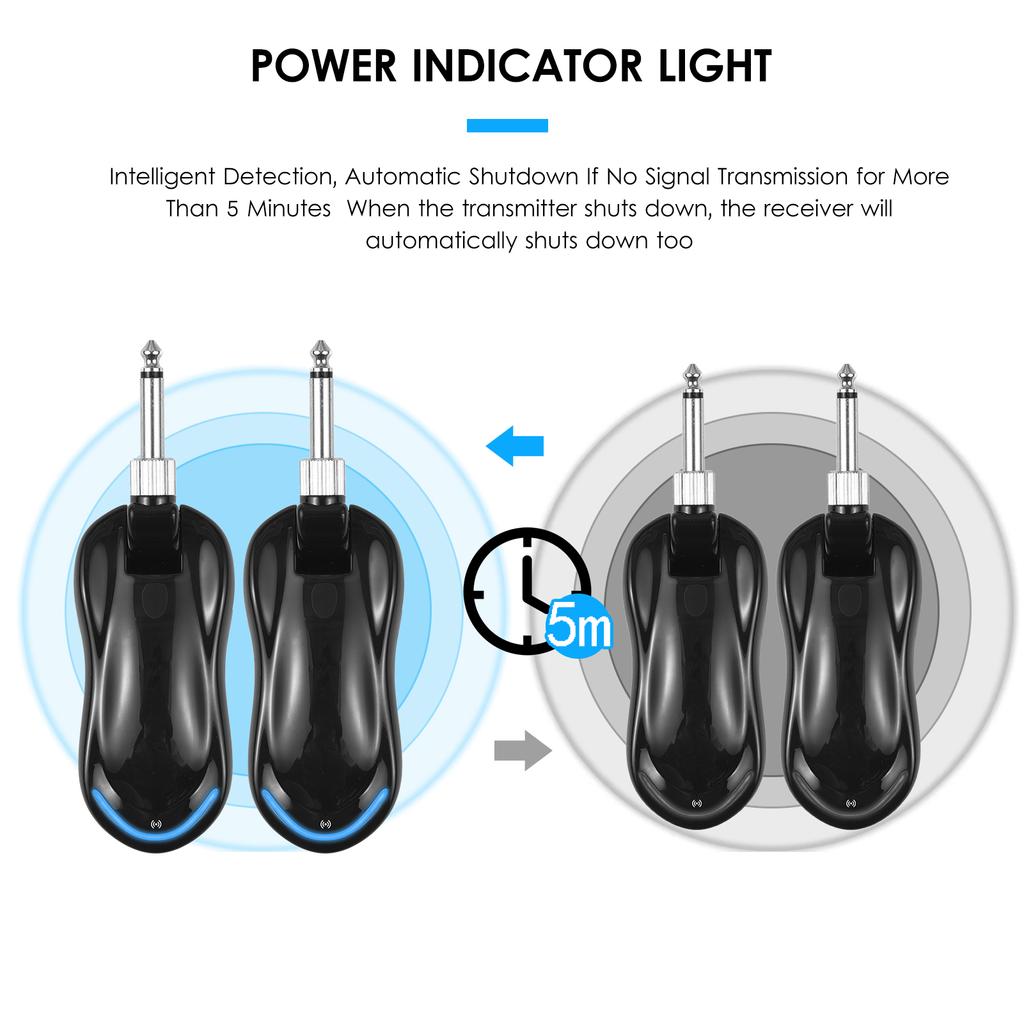Sistem fără fir pentru chitară digitală (Emițător + receptor) Suportă funcția de înregistrare internă OTG 50M