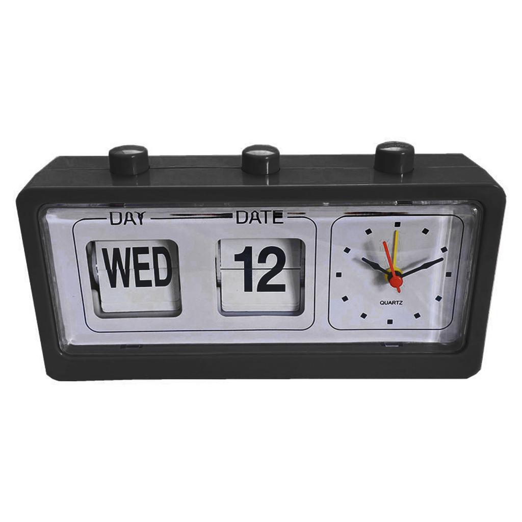 Desk Table Alarm Clock Manual Jump Calendar Desktop Alarm Clock for Study Room Office Black