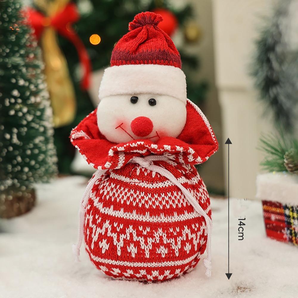 

New Polyester Fibres Christmas Candy Bag Cartoon Christmas Decor Tote Bag Snowman Santa Claus Eve Apple Wrapping Gift 14x16cm
