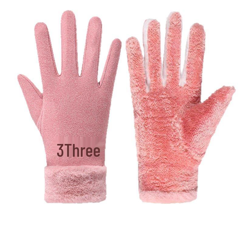 Women's Touchscreen Gloves: Warm, Double-Layer Fleece, Thick, Windproof for Cycling & Cold Weather