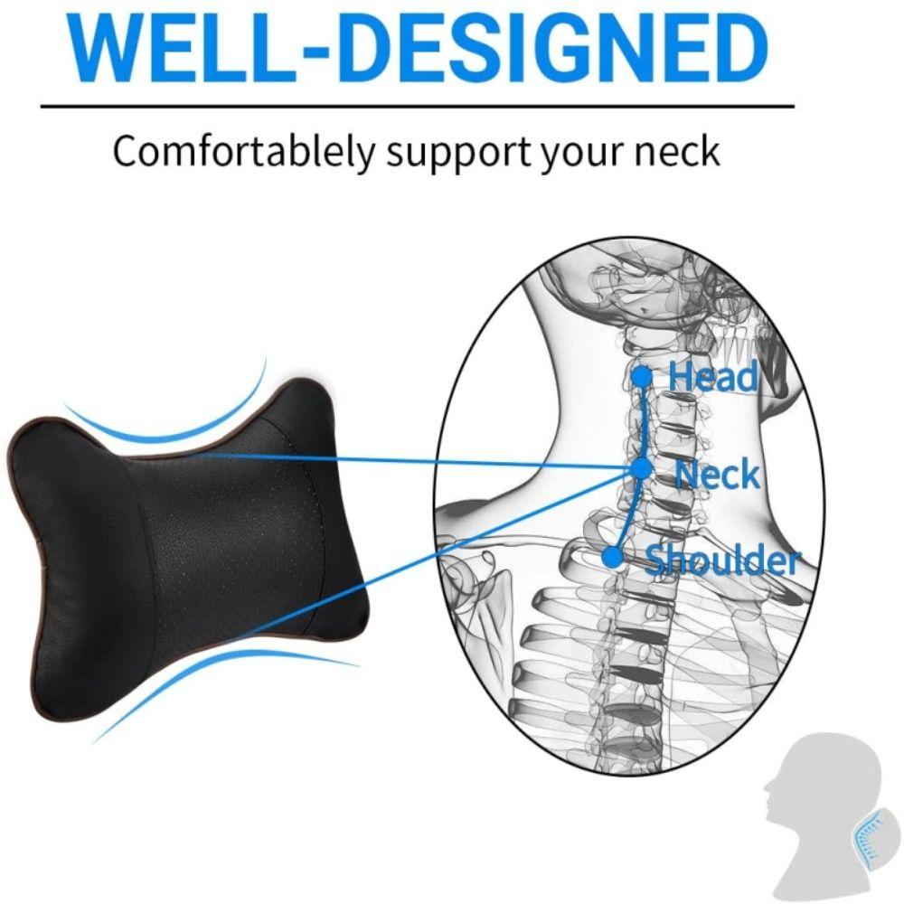 Comfortable Auto Seat Head Neck Rest Cushion PU Leather Headrest Pillow Pad  Car Decoration