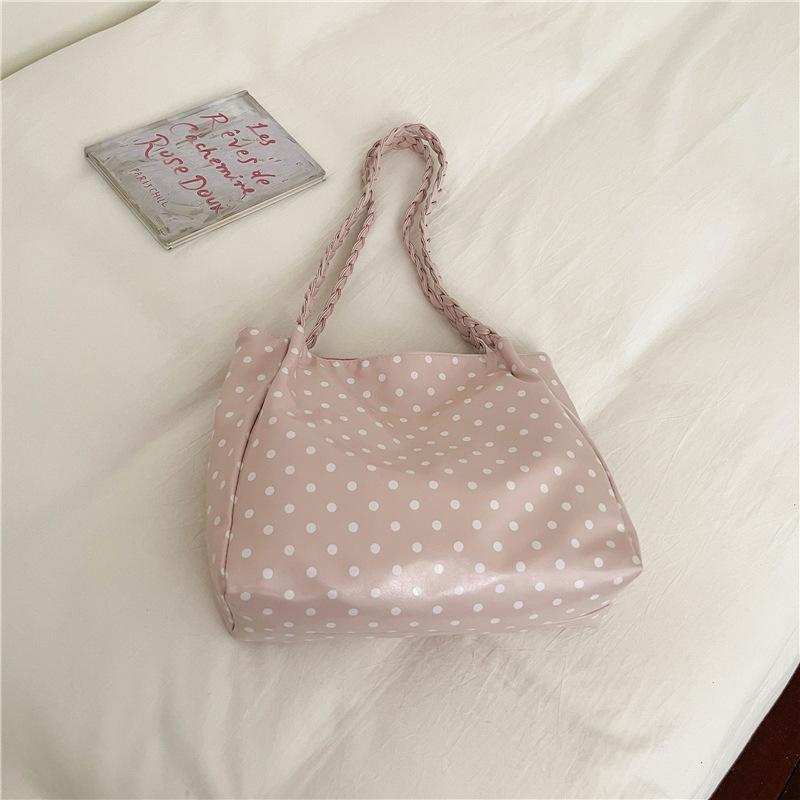 Fashionable Polka Dot Shoulder Bag for Commuting, Large Capacity Bag, Hand-held Tote Bag