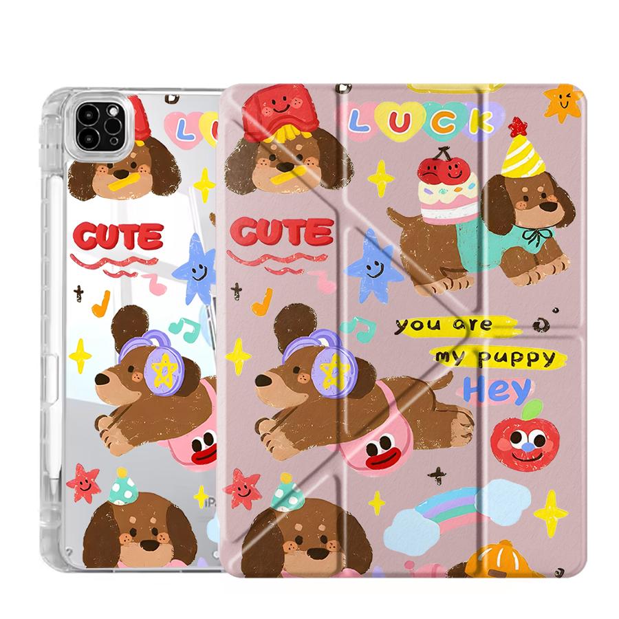 Cartoon Cute Dog Tablet Case For iPad Air 4 5 M3 M2 1 2 M4 11inch Pro 2025 Mini 6 7 Pro 11th 10th 9th 8th 7th 12.9inch Y-Fold