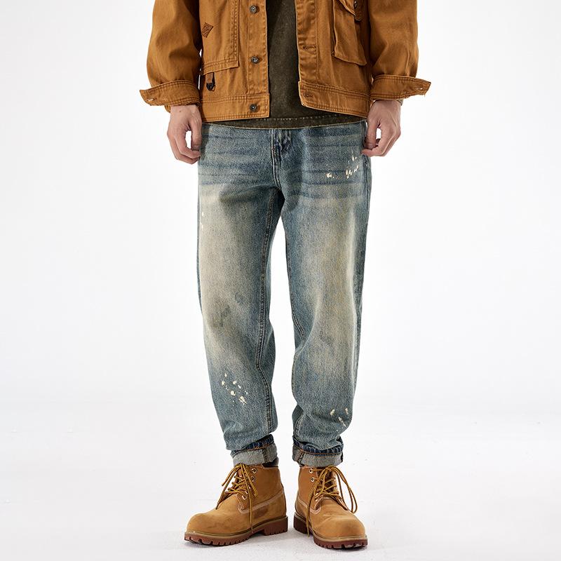 American Retro Jeans Men's Trendy Brand Loose Straight Large Size Casual Trousers Non-elastic Daniel Daddy Denim Pants