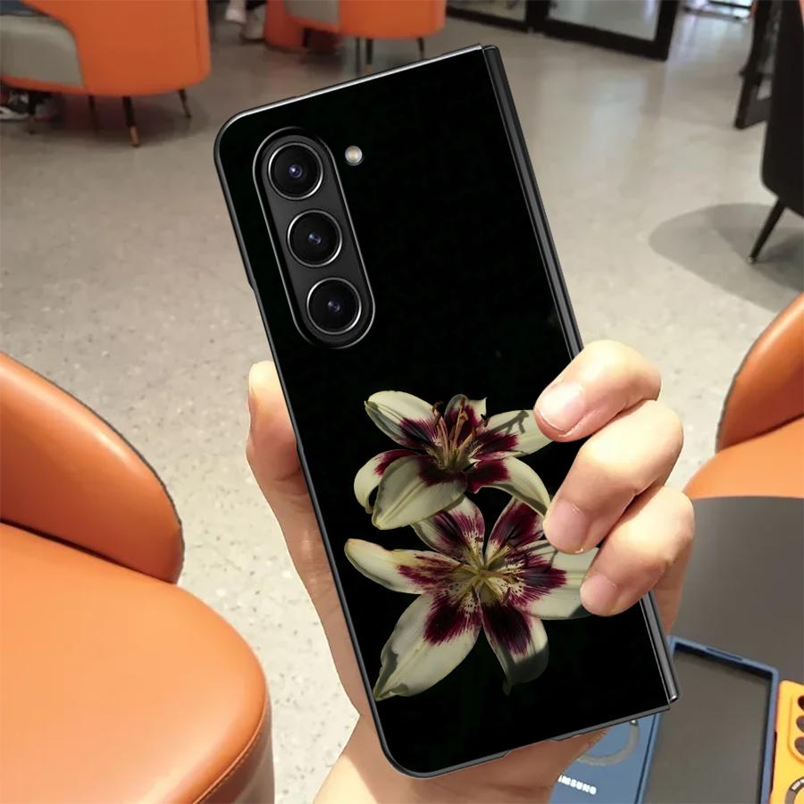 Back Phone Cover Case for Samsung Galaxy ZFold4 Z Fold 7 6 5 4 3 ZFold6 ZFold7 ZFold3 ZFold5 Lily Orchid Flower Print