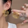 Hollow Irregular Twisted Round Women's Geometric Silver Exaggerated Versatile Earrings