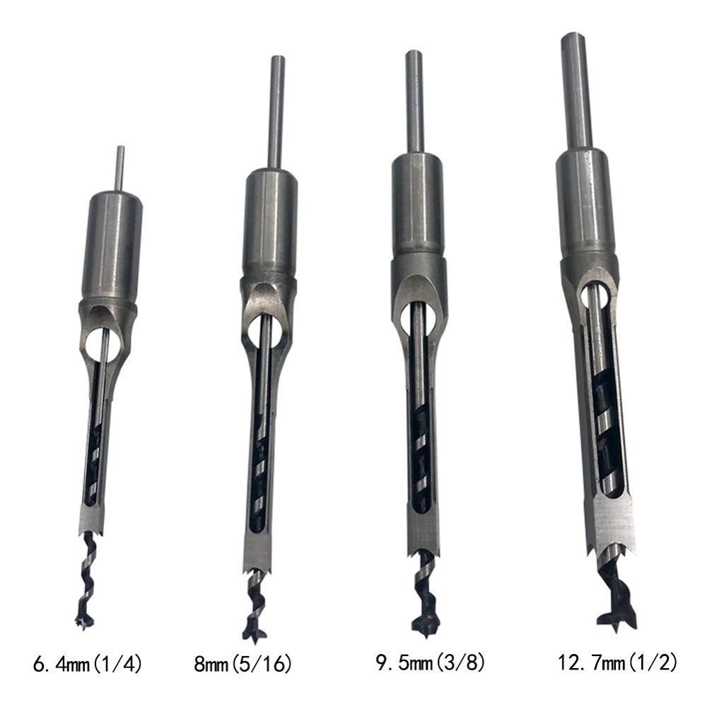 6.4/8/9.5/12.7mm HSS Square Hole Drill Bit Auger Bit Steel Mortising Drilling Craving Woodworking Tools