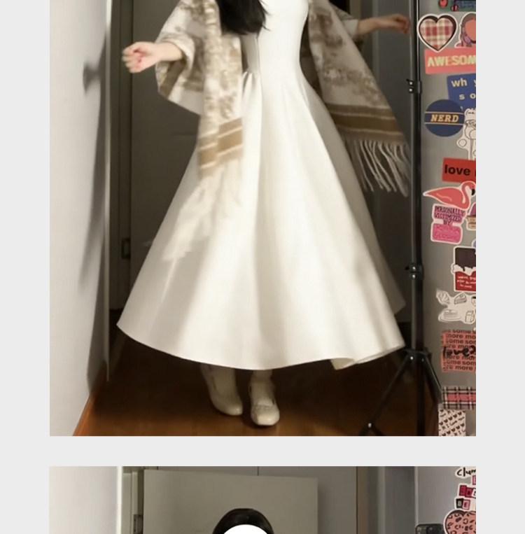 High-End White Sleeveless Slimming Camisole Dress for Girls with Inner Layer - Perfect for Spring Birthdays