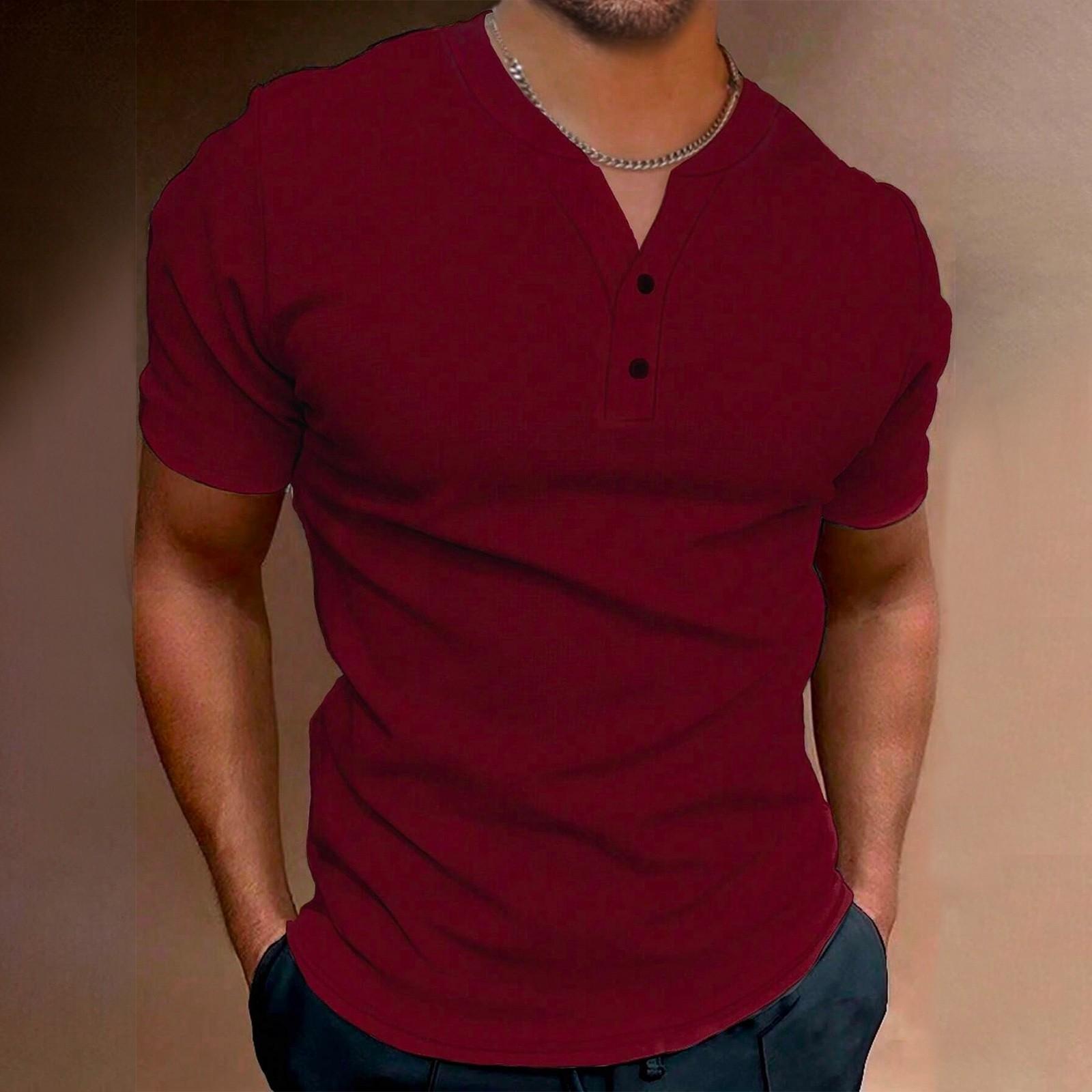 

Мужская однотонная рубашка с V-образным вырезом и пуговицами, мужская спортивная рубашка с коротким рукавом XL