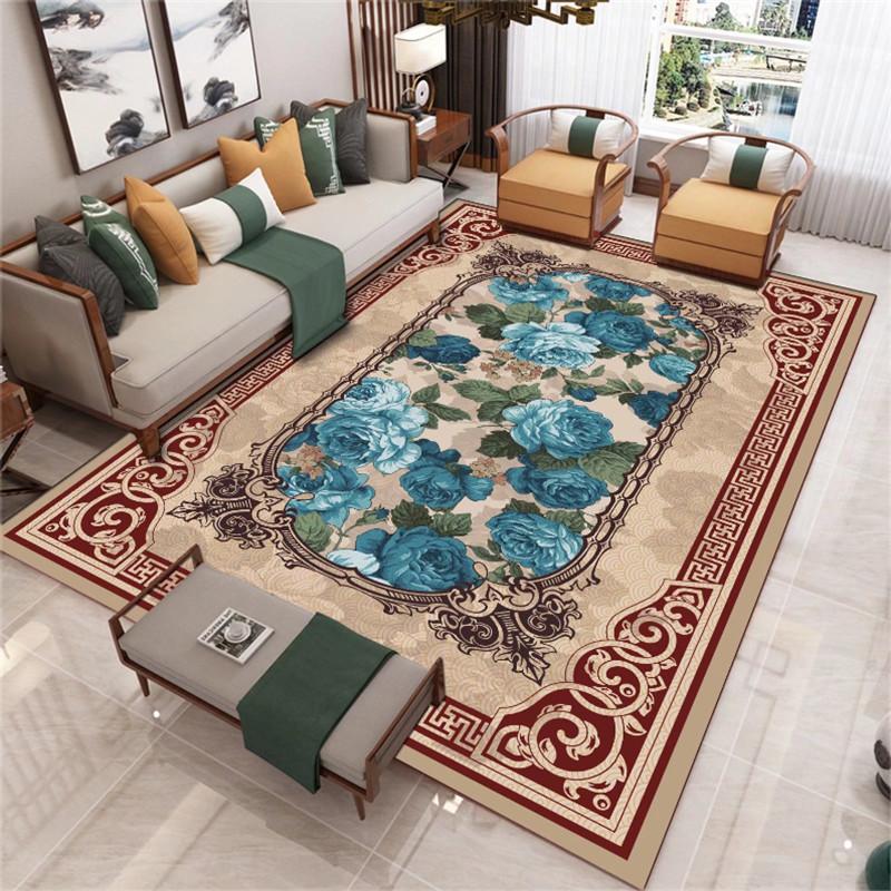 Flower Patterned Area Rug, Washable Floor Mat, for Living Room/ Bedroom/ Kitchen/ Patio/ Dining Room, Stylish Home Decor Large Area Rug