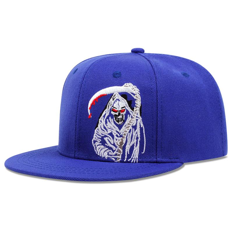 

Новая Мода Вышивка Косы Смерти Мужские Женские Бейсболки Хип-Хоп Спортивные Повседневные Кепки Тракеры Снэпбек Шляпа Уличная Солнцезащитная Шляпа Adjustable синий