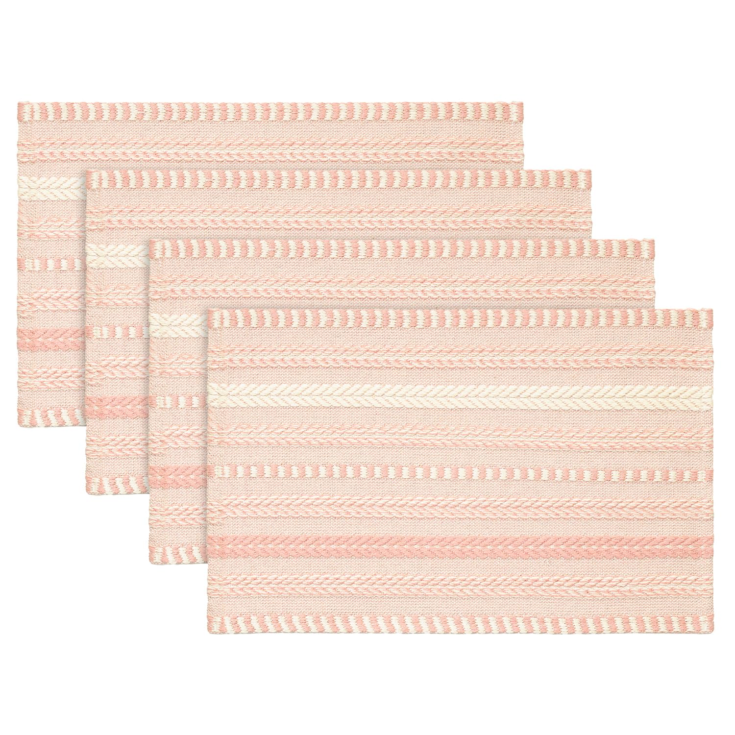 

Black Farmhouse Woven Braided Stripe Placemats Set of 4,12x18 Inch Seasonal Holiday Table Mats Party Kitchen Dining Decoration 12 x 18 , 4 Pcs