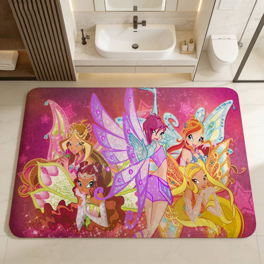 Girl-W-Winx Catoon Clubs Floor Mat Retro Multiple Choice Living Room Kitchen Rug Non-Slip Modern Home Decor