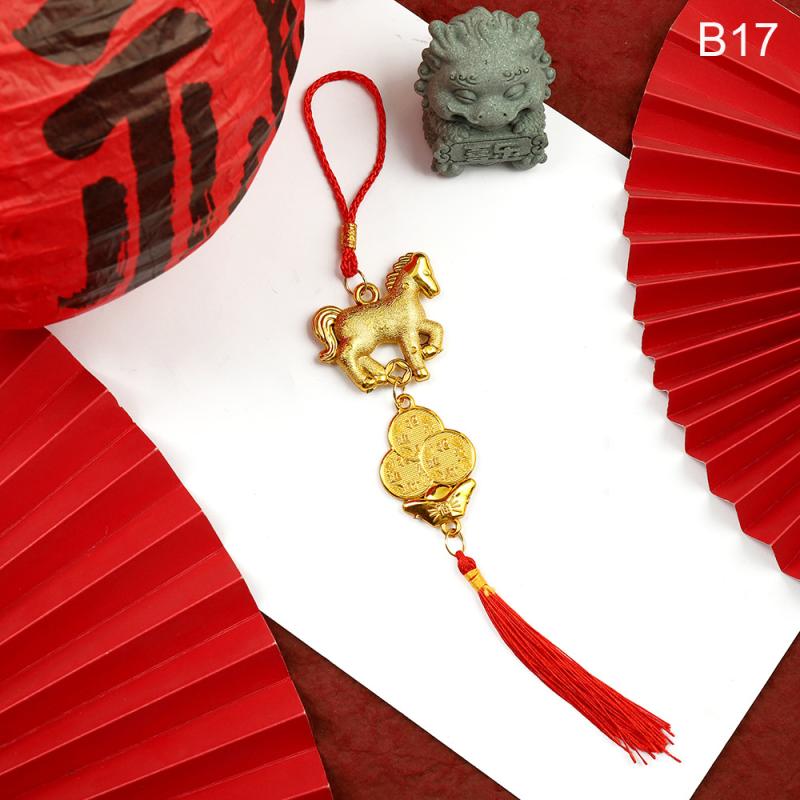 1Pc Bonsai Nament Lucky Tree Charm New Year Tassels Hanging Decoration 2026 Horse Year Decor Car Adornment Spring Festival Party