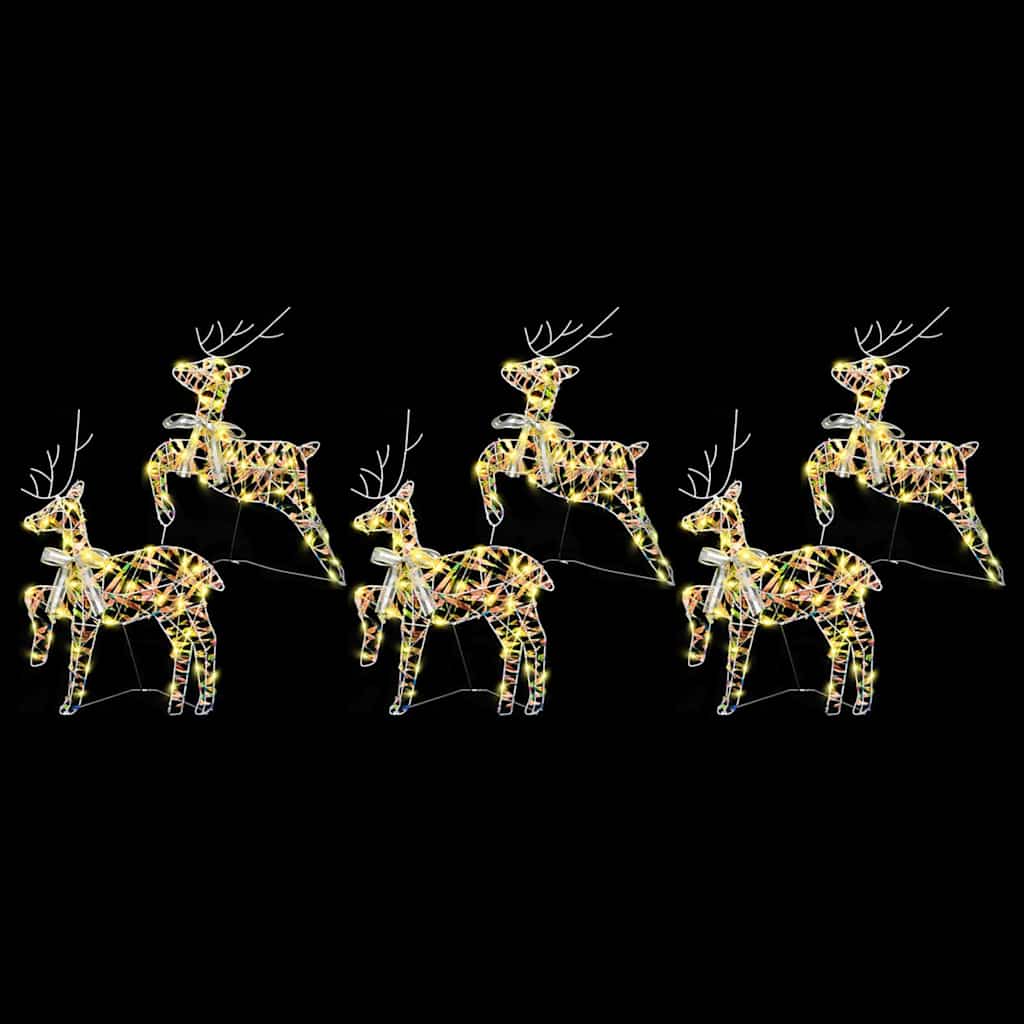 LED Reindeer 6 pcs. 180 LEDs Multicolor 44 x 18 x 65.5 cm PET