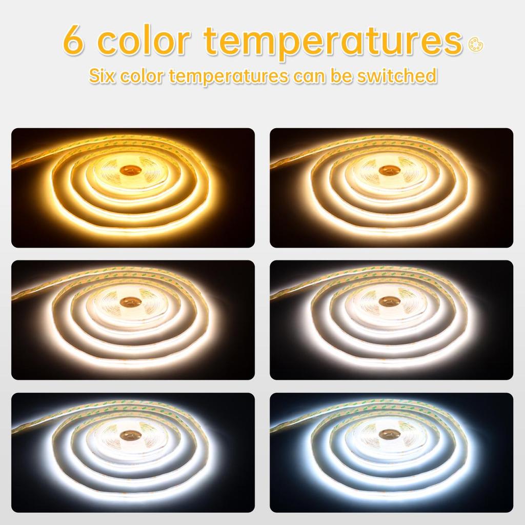 Wireless Bluetooth APP Control Under Cabinet LED Light Strip CCT 2700K-6500K Color Temperature Dimmable COB LED Tape For Kitchen