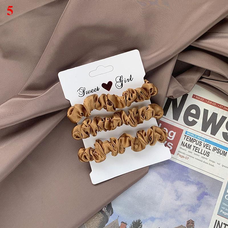 Fashion 3PCS/Set Satin Silky Scrunchies Hair Rope Luxury Solid Color Elastic Hair Bands Women Hair Accessories Headwear