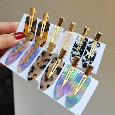 Simple Colorful Seamless Hair Clip Women Acetate No Bend Bangs Clip Barrettes Duckbill Clip Hairpins Hair Accessories For Girls