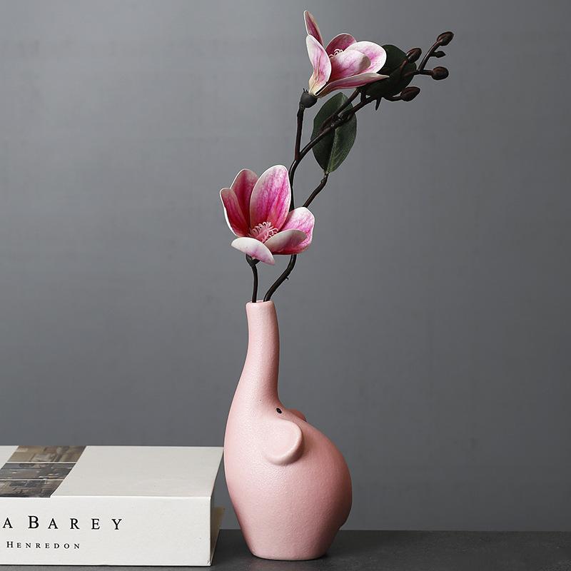 New Cartoon Dried Flowers Ceramic Vase Creative Home Flower Arrangement