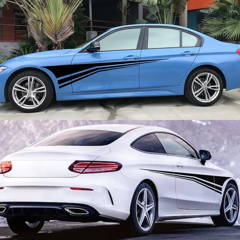 Car Side Stickers For Ford VW Fiat BMW Lada Granta Nissan Qashqai Volvo Stripes Styling Vinyl PVC Decals Auto Tuning Accessories