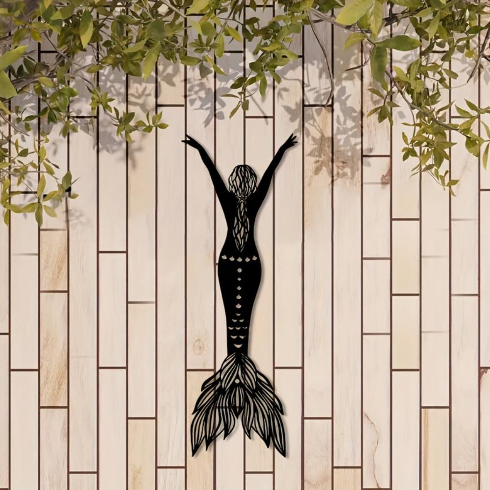 Wrought Iron Fish Wall Art Outdoor Garden Fence Decor Metal Animal Mural for Living Room Balcony Indoor Home Gift