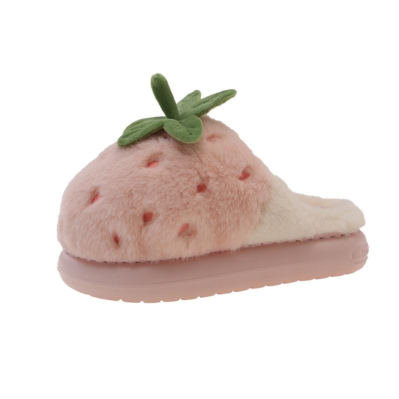 

Модные клубничные хлопковые моппинг зимние новые с круглым носком, с глубоким вырезом, на мягкой подошве, противоскользящие, износостойкие, плоские тапочки-мешки 41 розовый