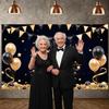 Milestone Birthday Backdrop Gold Glitter Adult Birthday Backdrop 60th Celebration Banner Cake Graphic 60th Birthday Display