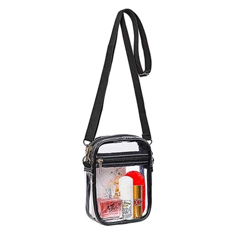 Transparent PVC Multi-Function Shoulder Tote Bag – Large Capacity Waterproof Travel Shopping Bag, Clear Cosmetic Organizer with Adjustable Strap less