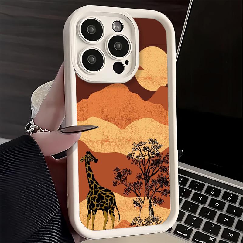 Phone Case for iPhone 17 Air 16E 15 16 Pro Max Giraffe Animal Pattern Cover 14 Plus 13 12 Mini Soft Shell Silicone Fundas