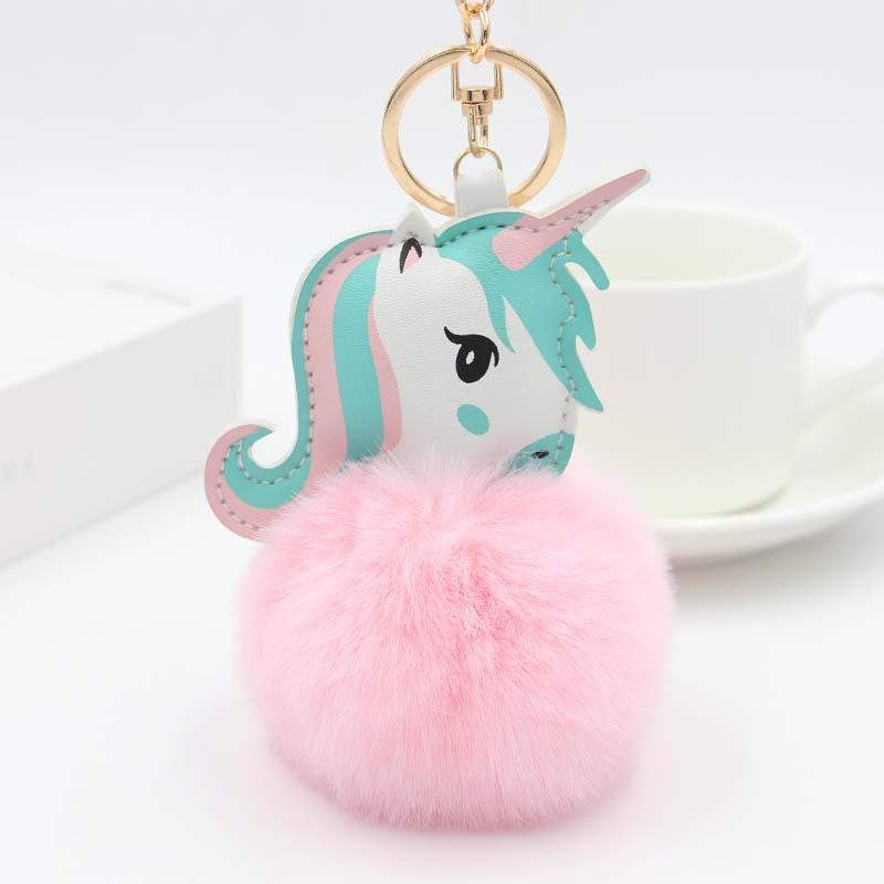 Colorful Unicorn Pompon Keychain: Small Gift, Car or Backpack Pendant Charm
