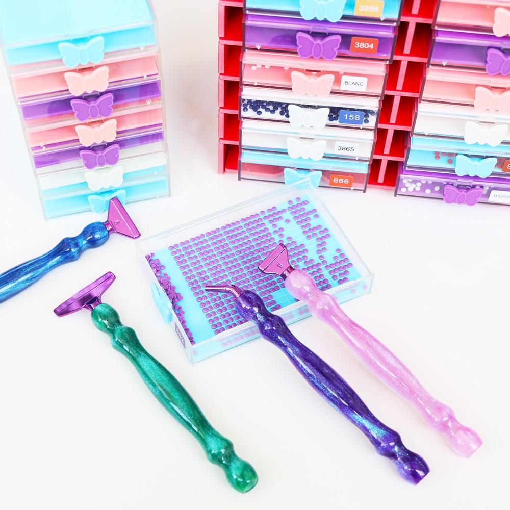 Colorful DIY Diamond Painting Storage Box & Phone Holder with Drill Plate