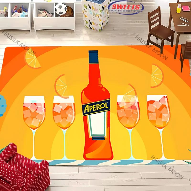 A-Aperol Rug for Bedroom S-Spritz Theme Carpet for Teens Office Area Large Decor Carpet for Dining LivingRoom Playroom Floor Mat